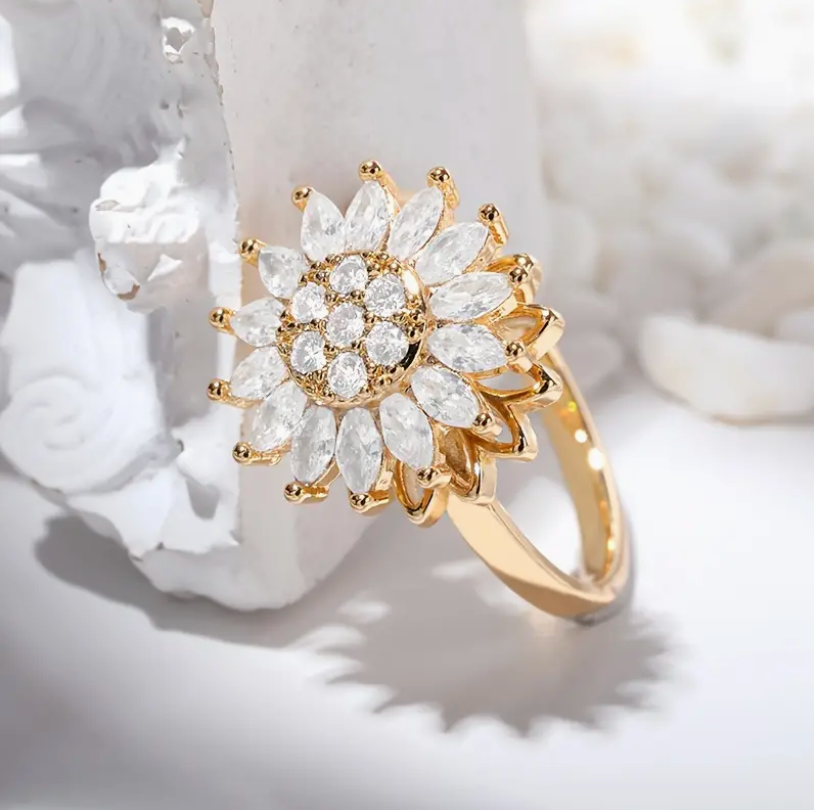 Anillo Girasol Giratorio 🌻 Caja de Regalo