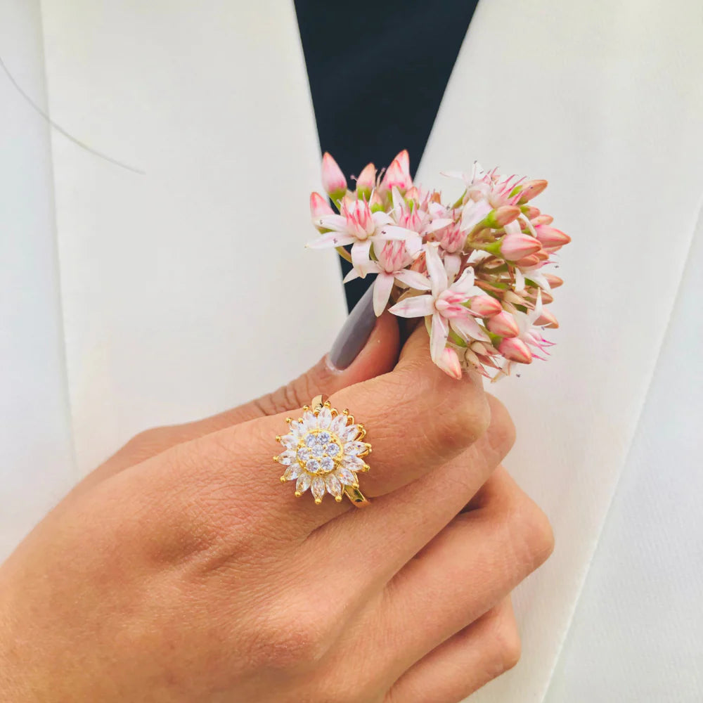 Anillo Girasol Giratorio 🌻 Caja de Regalo