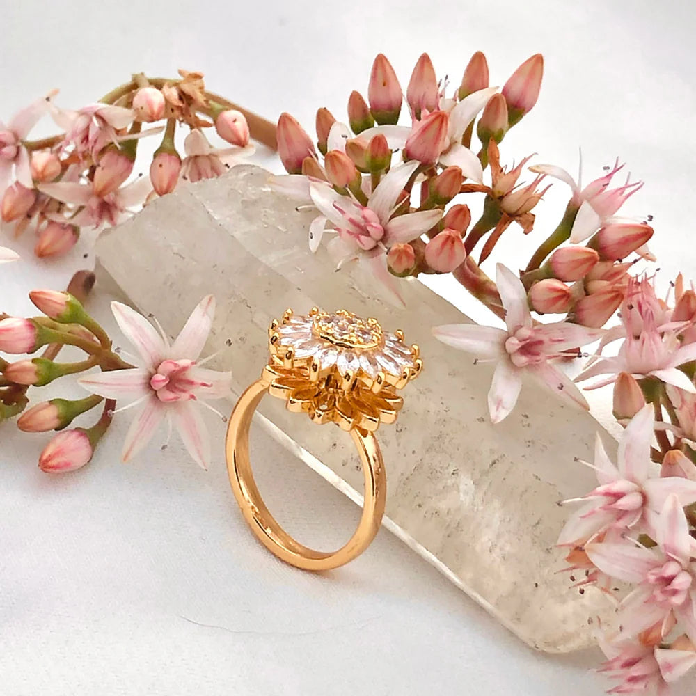 Anillo Girasol Giratorio 🌻 Caja de Regalo