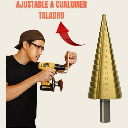 ¡TALADRA COMO UN PROFESIONAL CON EL SET DE 6 BROCAS ESCALONADAS DE TITANIO!