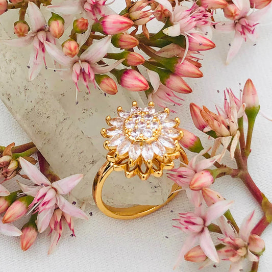 Anillo Girasol Giratorio 🌻 Caja de Regalo